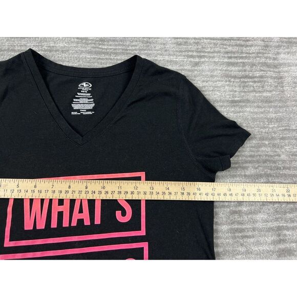 Athletic Works Top Womens Medium 8-10 Black What's Cardio Shirt‎ Workout Gym - Picture 4 of 9